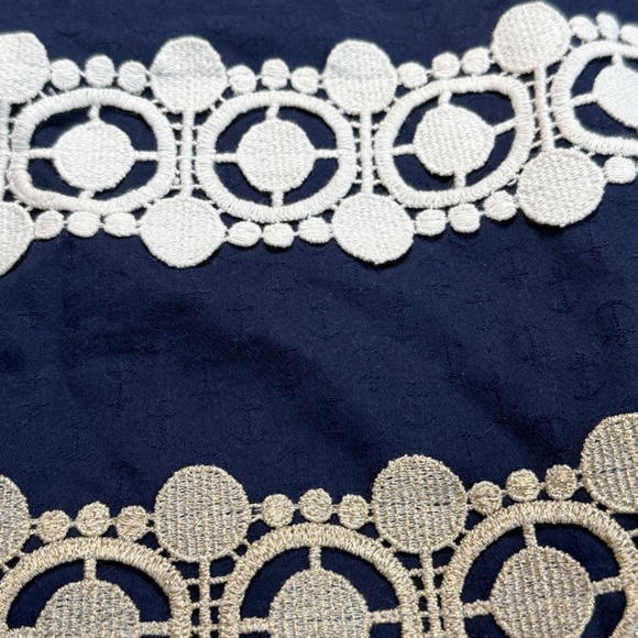 Lilly Pulitzer Augusta Shift Dress True Navy Anchors Jacquard Lace Trim Size 10 - Picture 2 of 14